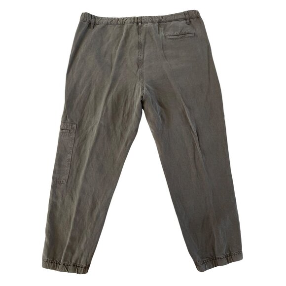 Eileen Fisher Womens Linen Lyocell Cargo Utility Pants Ankle Zip Army Green Size - Picture 12 of 12